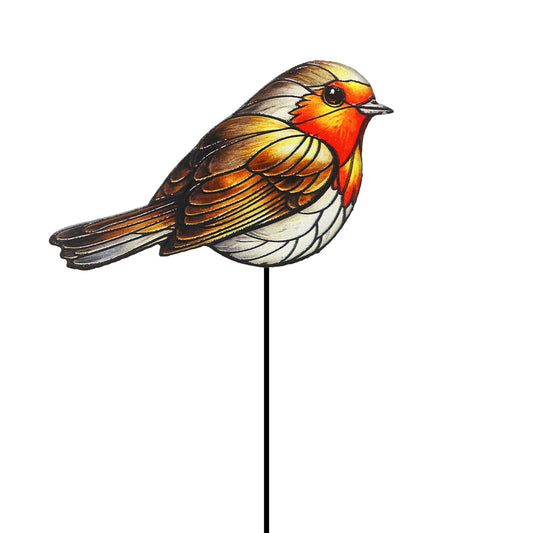 No.PS8050 Stained Glass Pot Stick - Robin