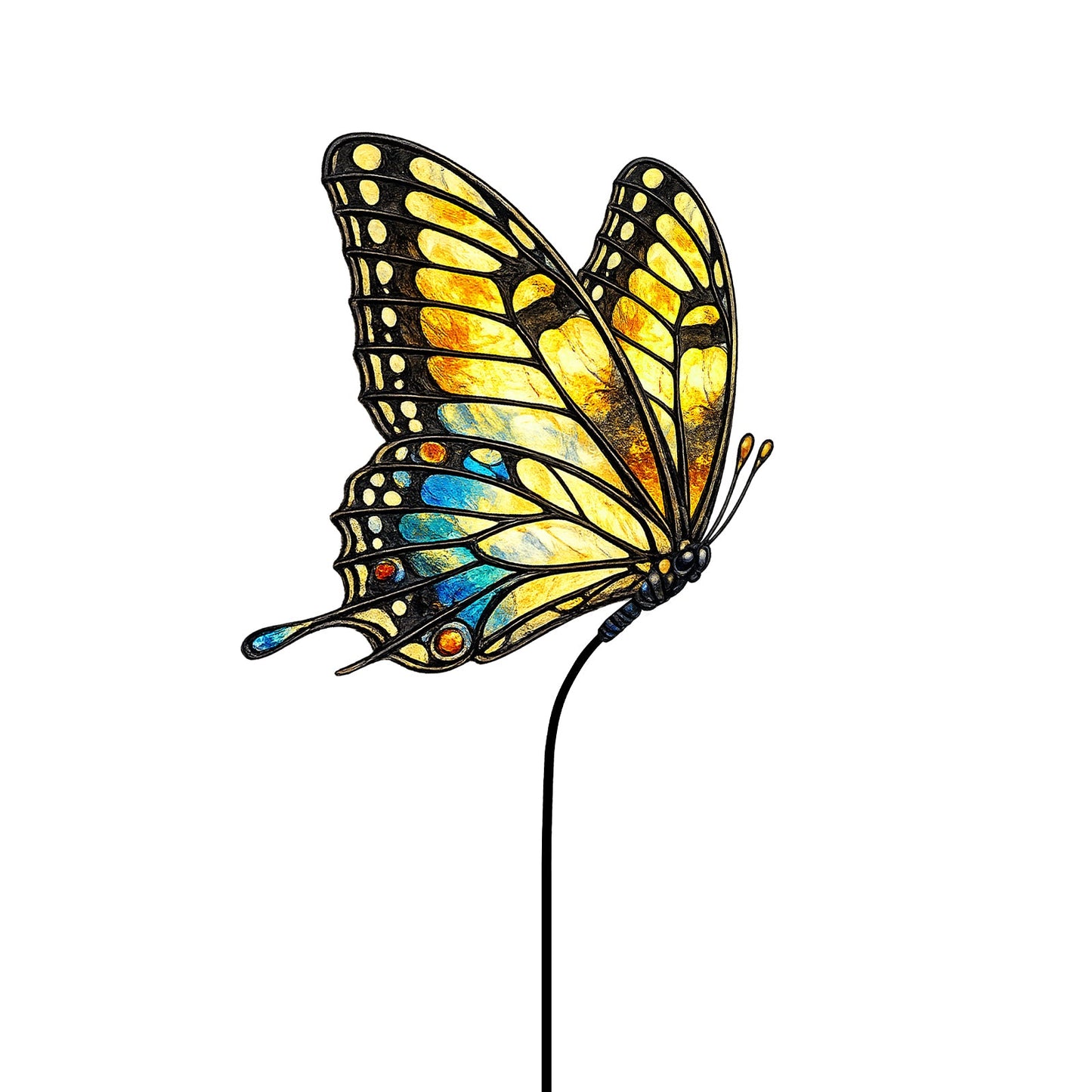 No.PS8053 Stained Glass Pot Stick - Butterfly