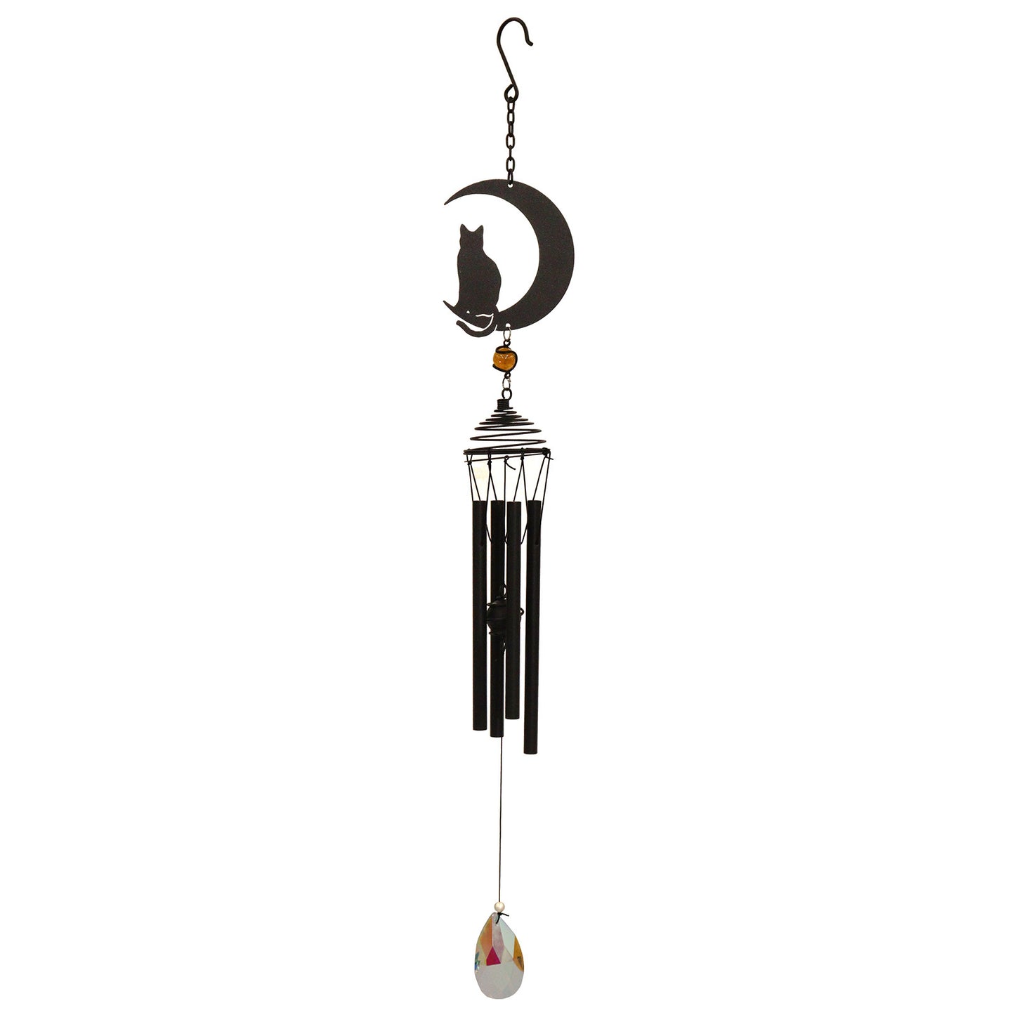No.PT1016 Silhouette Cat & Moon Wind Chime - Black
