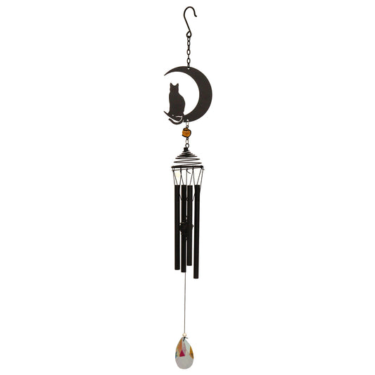 No.PT1016 Silhouette Cat & Moon Wind Chime - Black