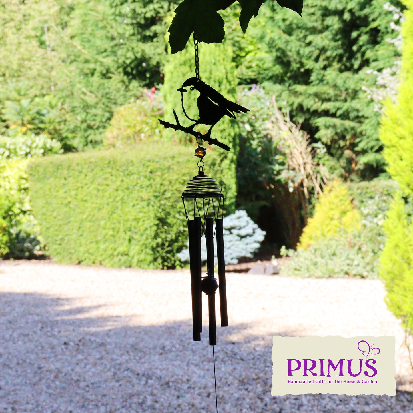 No.PT1017 Silhouette Robin Wind Chime - Black