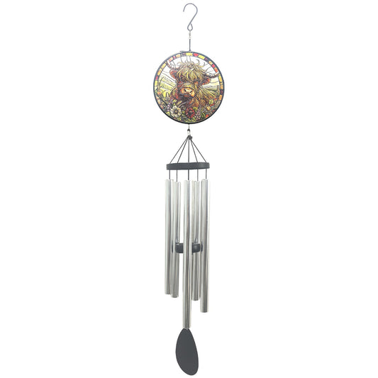 No.PT1058 Large Suncatcher Wind Chime - Highland Cow
