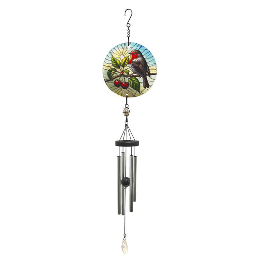 No.PT1083 Small Glass Suncatcher Windchime - Robin