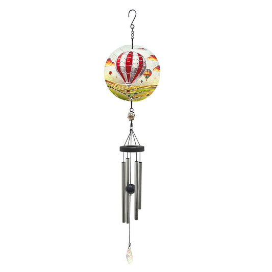 No.PT1085 Small Glass Suncatcher Windchime - Hot Air Balloon