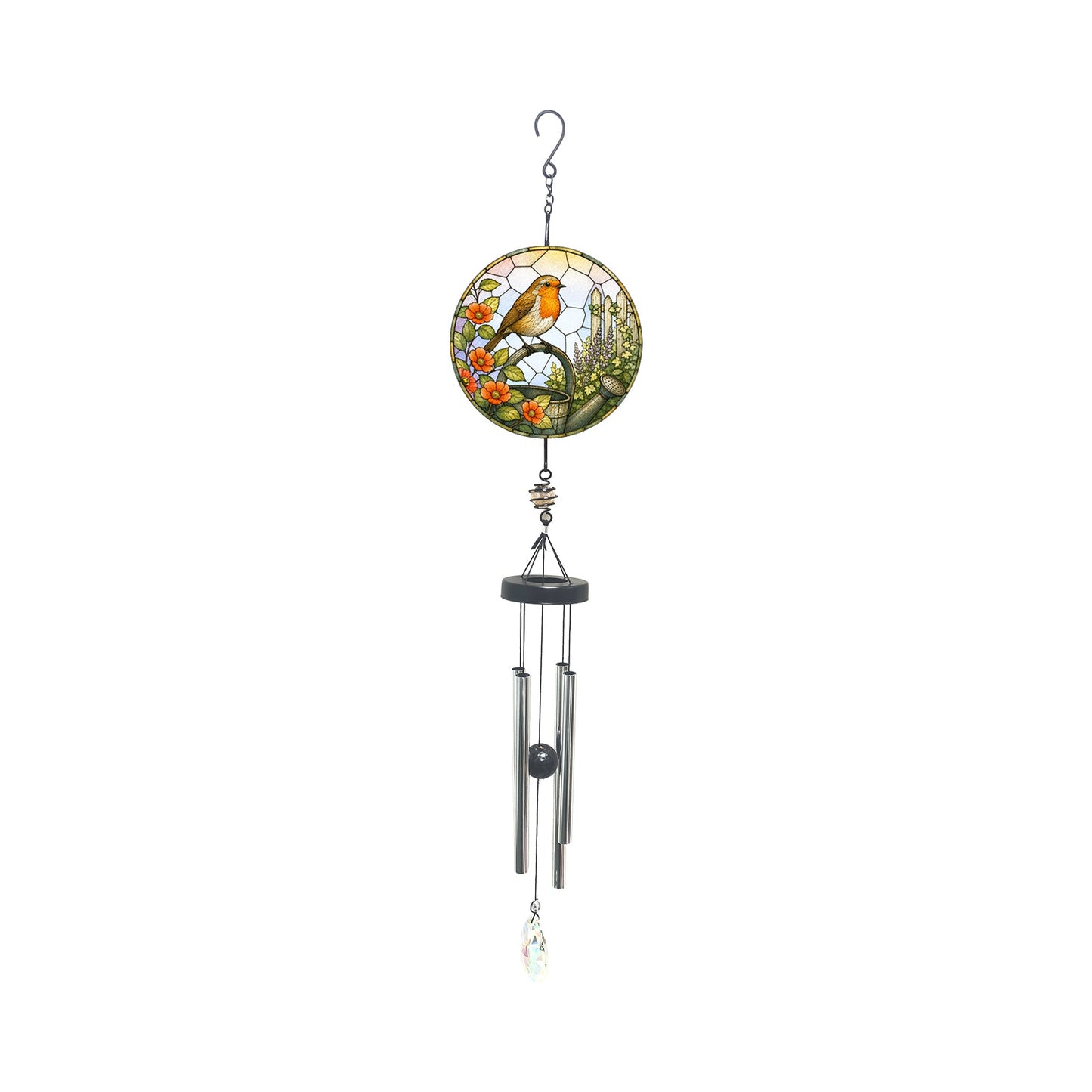 No.PT1088 Small Glass Suncatcher Windchime - Robin