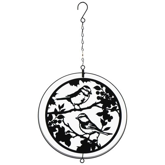 No.PT2115BK Black Metal Blue Tit Hanging Silhouette Orbit Spinner