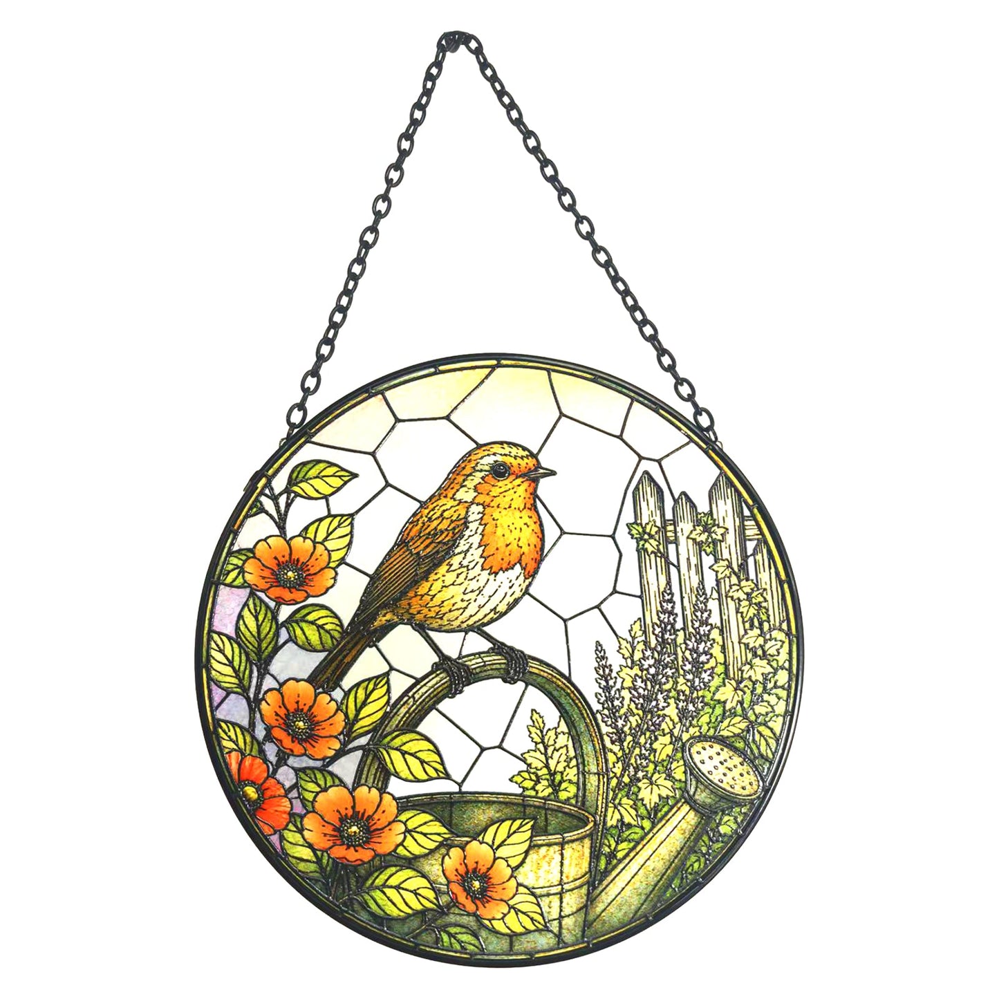 No.PT2202 Stained Glass Hanging Suncatcher - Robin