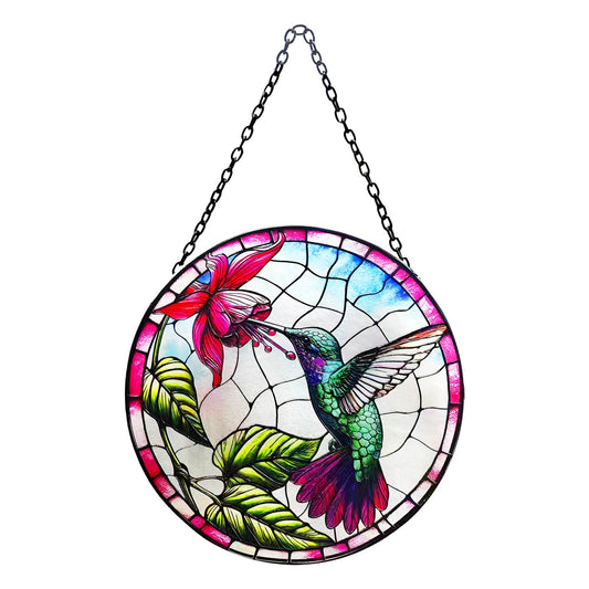 No.PT2219 Stained Glass Hanging Suncatcher - Hummingbird
