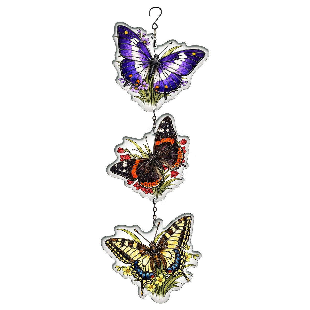 No.PT2220N Cut Glass Trio - Butterflies