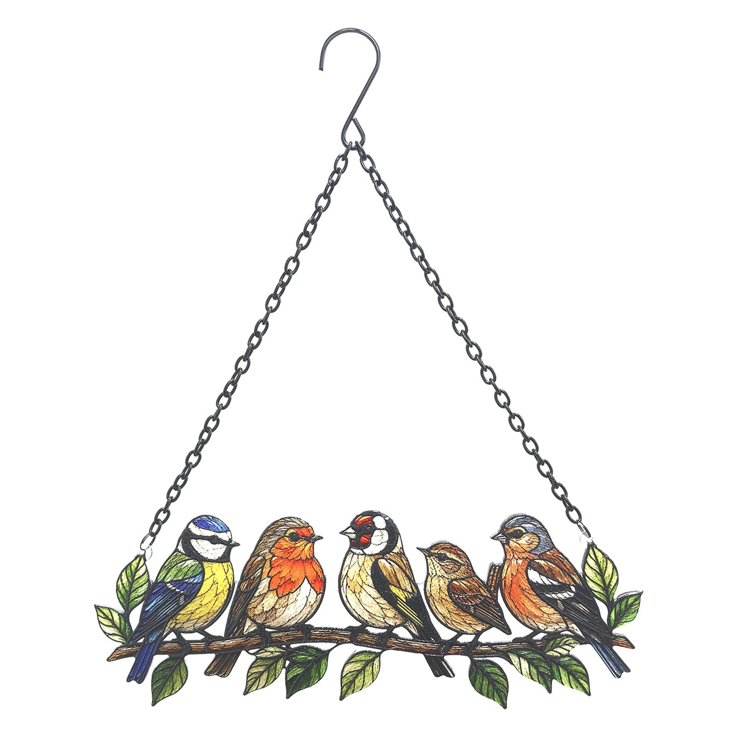 No.PT2330 Cut Glass Hanging Suncatcher - British Birds