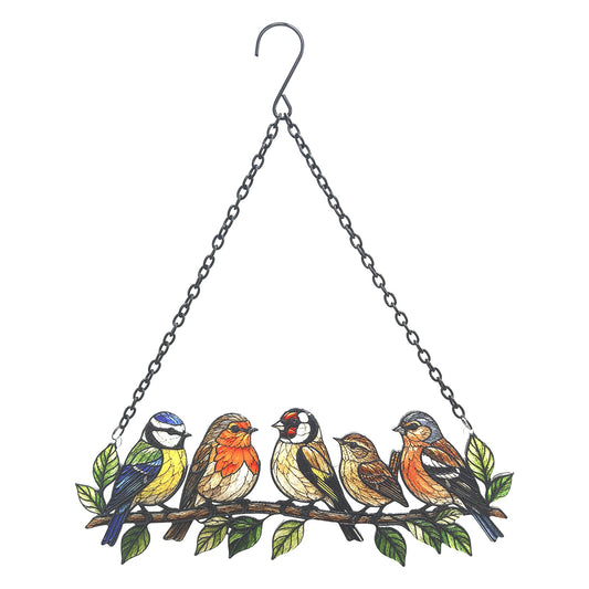 No.PT2330 Cut Glass Hanging Suncatcher - British Birds