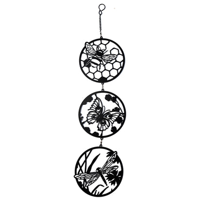 No.PT2603BK Black Bee, Butterfly & Dragonfly Silhouette Hanging Trio Spinner