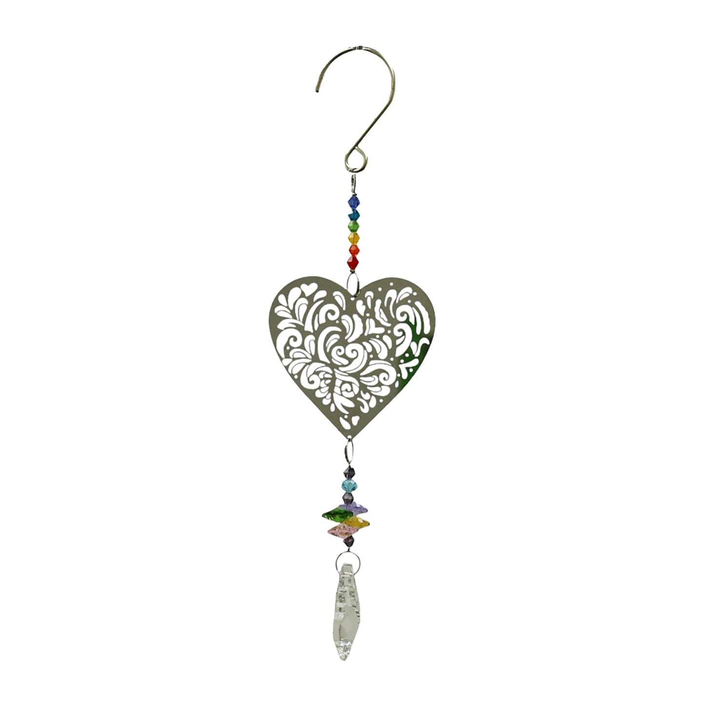 No.PT3202 Stainless Steel Mini Rainbow Gemstone Hanger - Heart