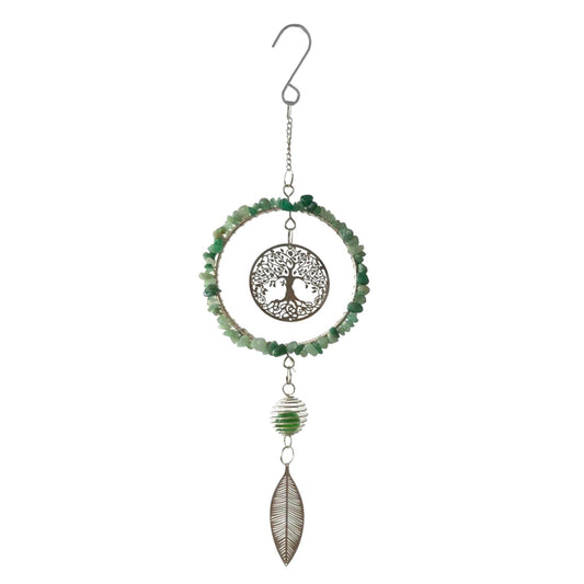 No.PT3601 Stainless Steel & Gemstone Tree of Life Hanger - Green