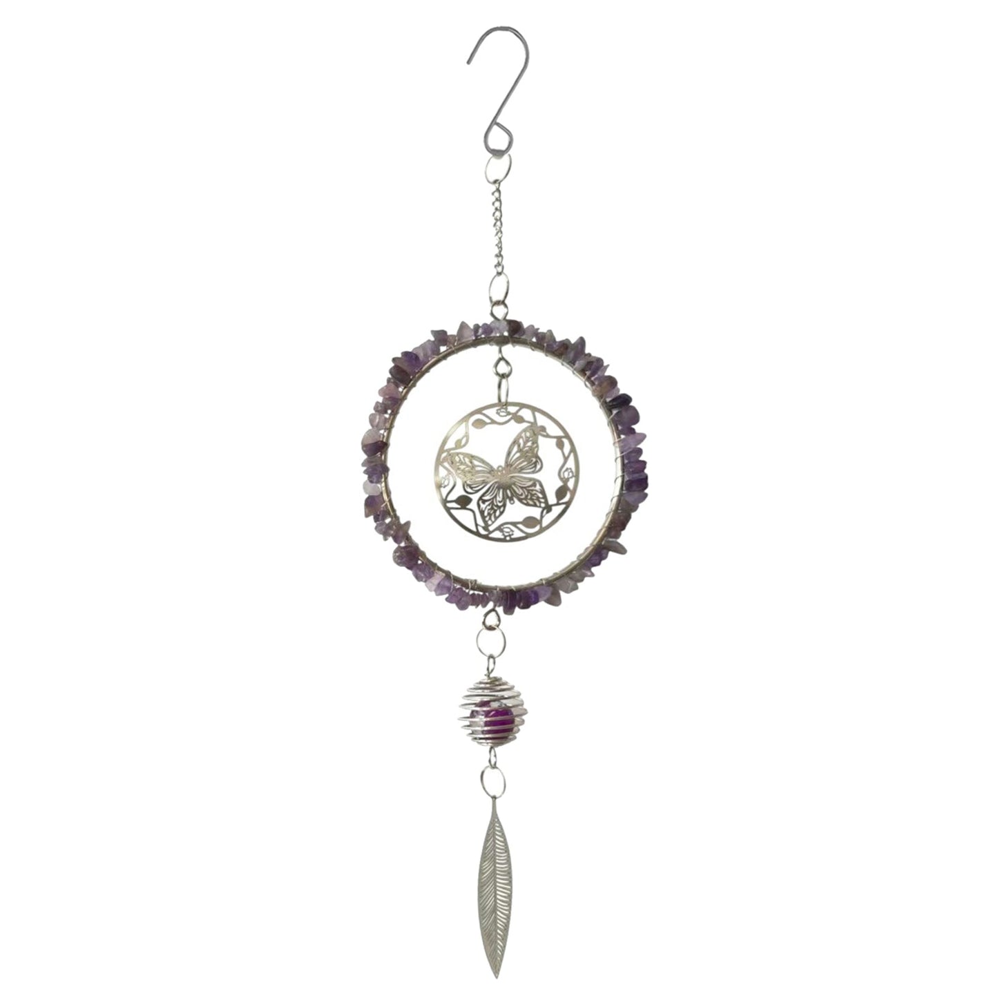 No.PT3602 Stainless Steel & Gemstone Tree of Life Hanger - Purple