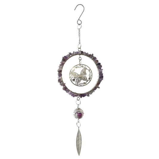 No.PT3602 Stainless Steel & Gemstone Tree of Life Hanger - Purple