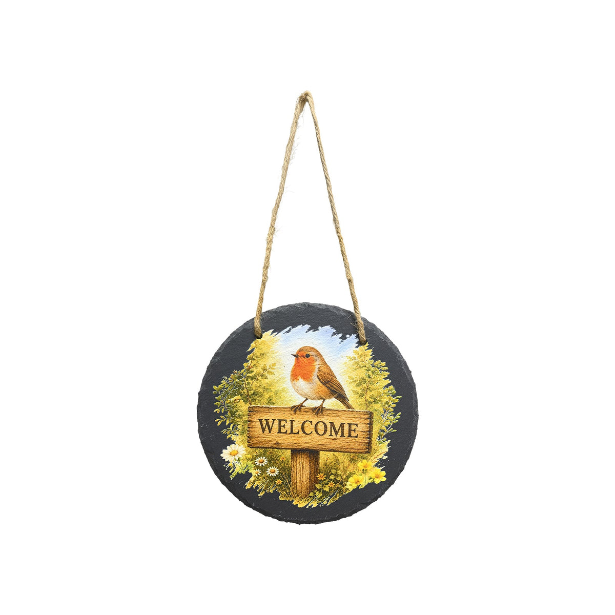 No.PT5104 Round Slate Art - Robin