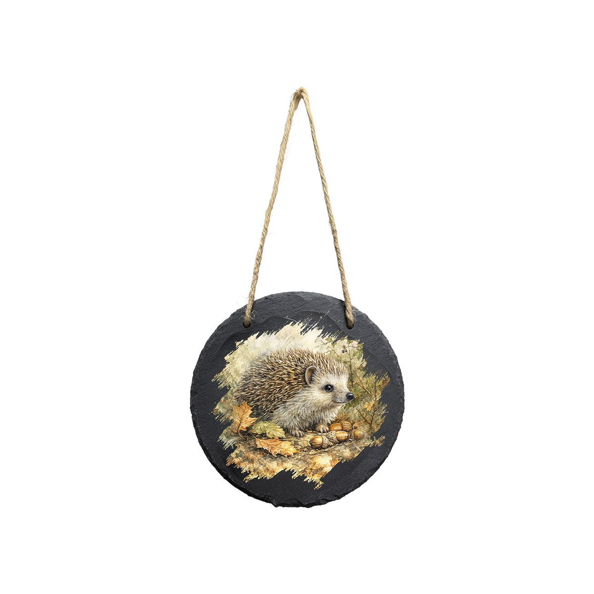 No.PT5105 Round Slate Art - Hedgehog