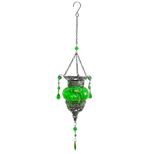 No.PT6205 Glass Moroccan Solar Lantern - Green