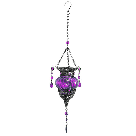 No.PT6206 Glass Moroccan Solar Lantern - Purple