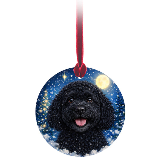 No.PX1001 Christmas Tree Glass Hanger - Black Cockapoo