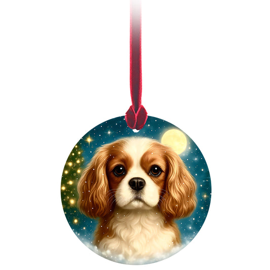 No.PX1003 Christmas Tree Glass Hanger - King Charles Spaniel