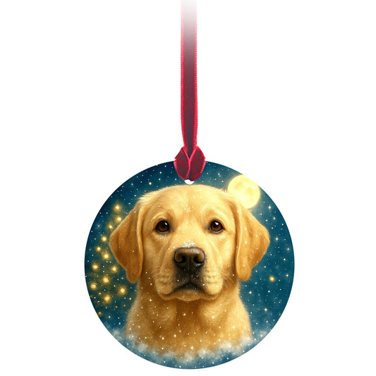 No.PX1005 Christmas Tree Glass Hanger - Yellow Labrador