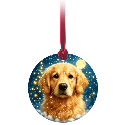 No.PX1007 Christmas Tree Glass Hanger - Golden Retriever