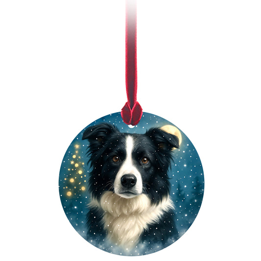 No.PX1009 Christmas Tree Glass Hanger - Border Collie