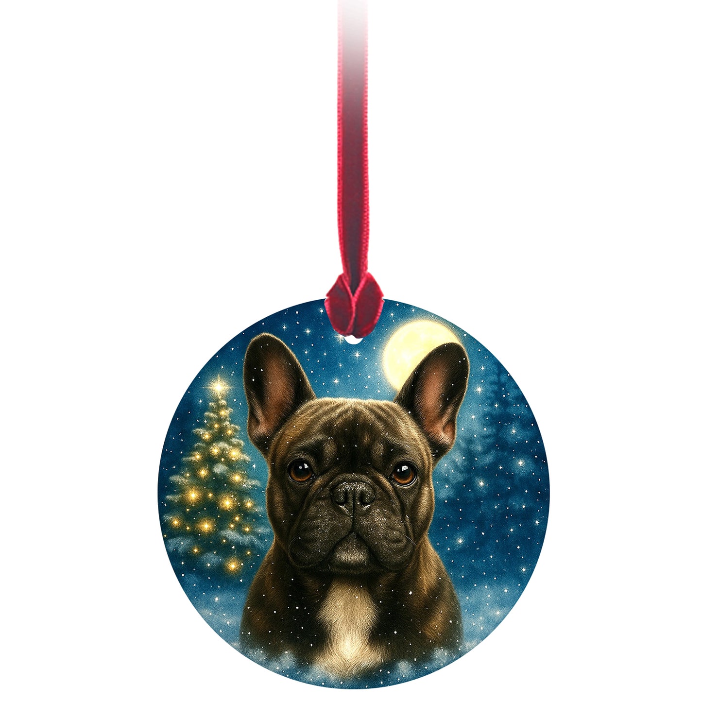 No.PX1012 Christmas Tree Glass Hanger - Blue French Bulldog
