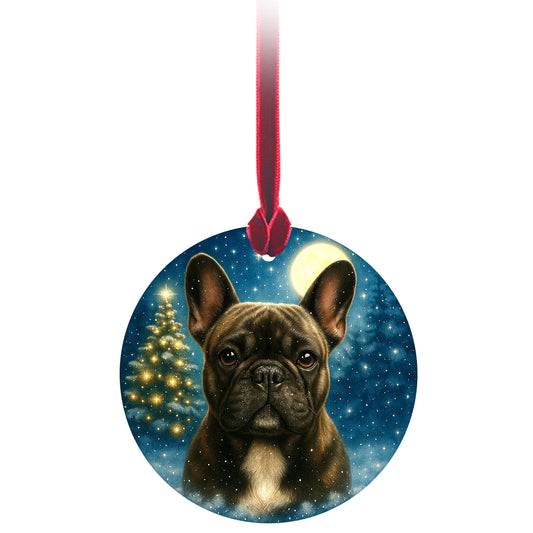 No.PX1012 Christmas Tree Glass Hanger - Blue French Bulldog