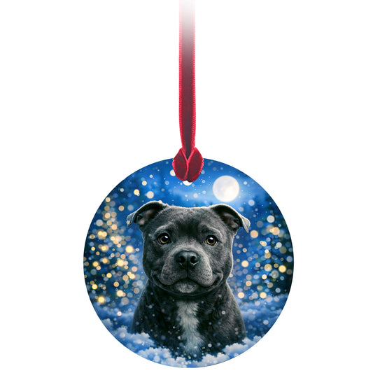 No.PX1016 Christmas Tree Glass Hanger - Blue Staffy