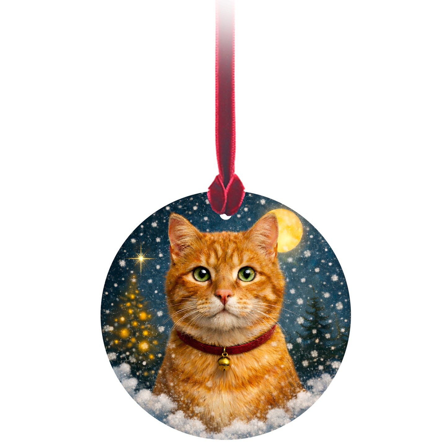 No.PX1031 Christmas Tree Glass Hanger - Ginger Tabby Cat