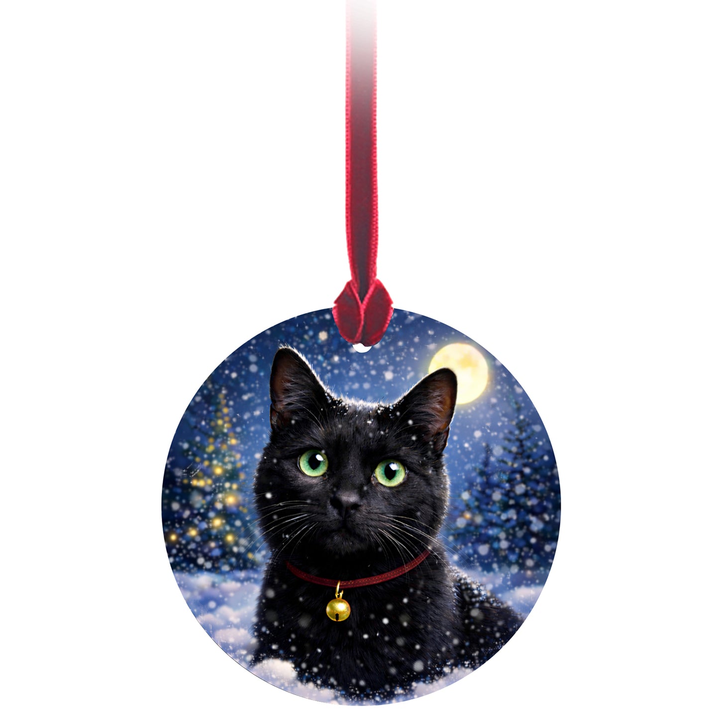 No.PX1032 Christmas Tree Glass Hanger - Black Cat