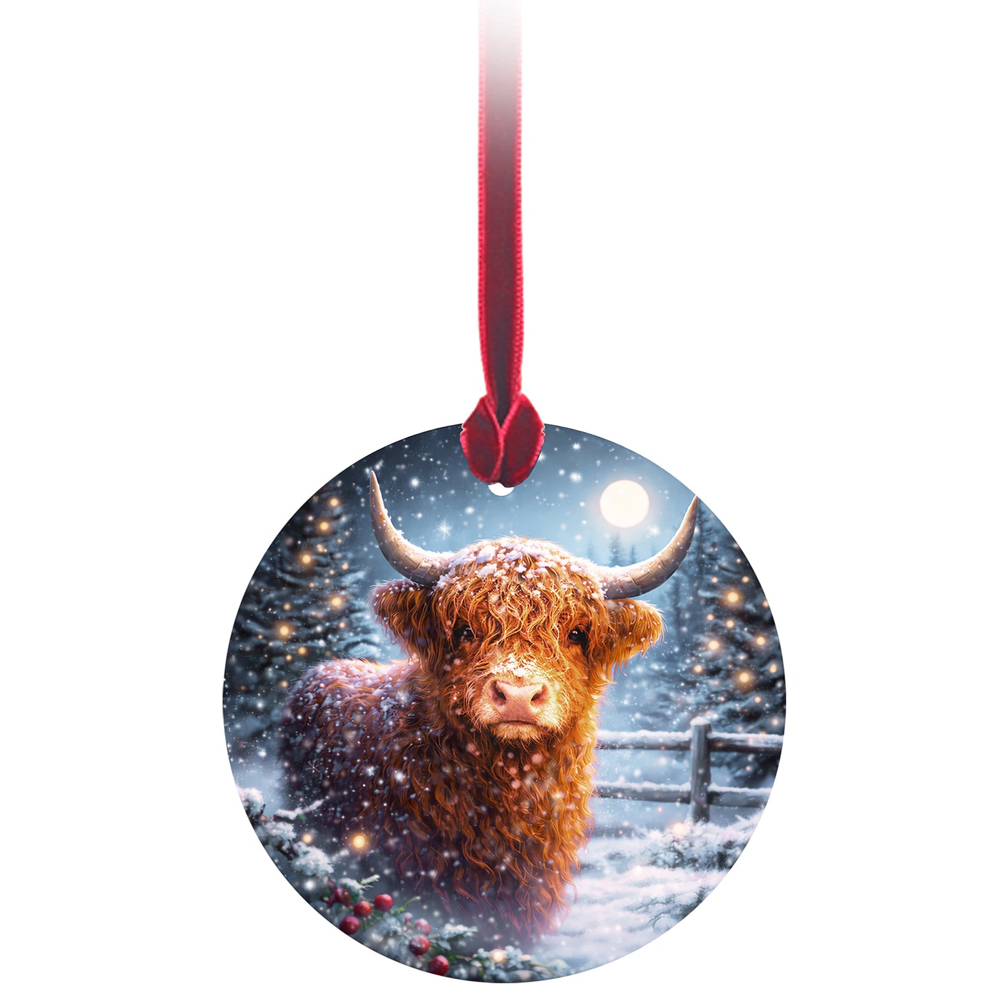 No.PX1043 Christmas Tree Glass Hanger - Highland Cow