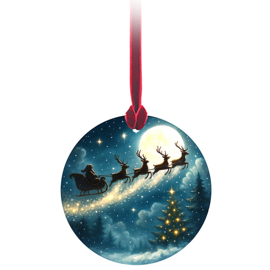 No.PX1048 Christmas Tree Glass Hanger - Santa Sleigh