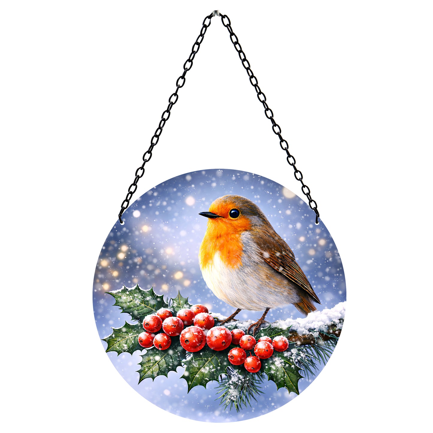 No.PX1100 Glass Hanging Christmas Suncatcher - Robin