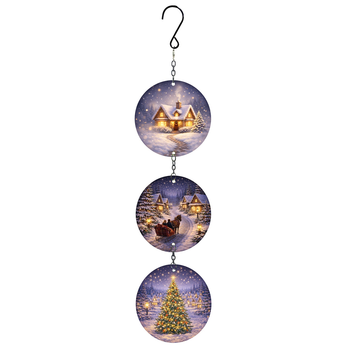 No.PX1152 Glass Trio Christmas Suncatchers - Winter Scenes
