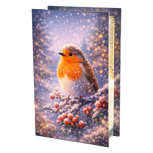 No.PX1200 Glass Christmas LED Light Box - Robin