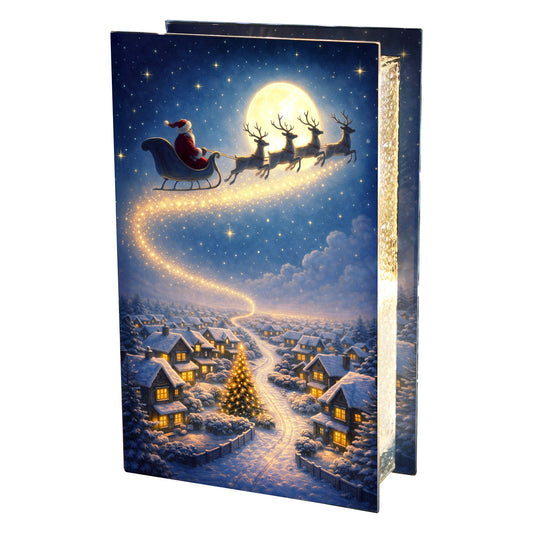 No.PX1203 Glass Christmas LED Light Box - Santa's Sleigh