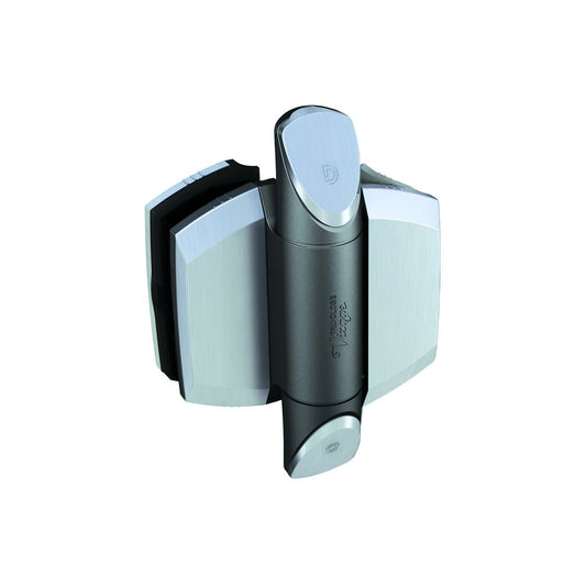 No.TCAV1BSS D&D TruClose Vizage Hinges (Brushed Zirconium Trims) - for Glass Gates and 50mm (2") Diameter Posts